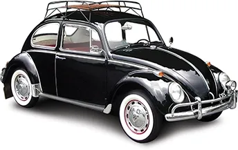 A black vintage VW bug.